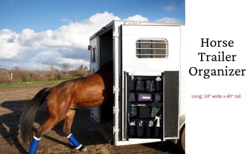 Miniatura 4 de Equine - Organizador largo para puerta de remolque  Bolsa de aseo para puerta de remolque de caballo, bolsa de almacenamiento para puerta de