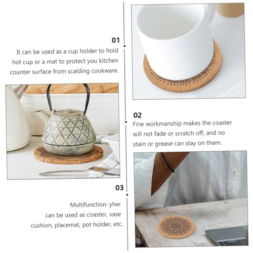 Dessous de verre bois avec support de rangement rond antidérapant - 4