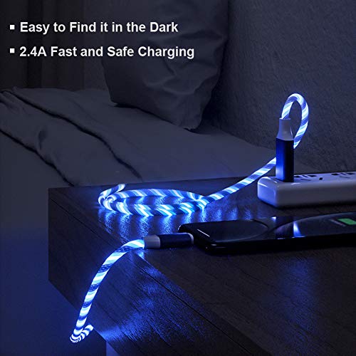 image for FLOKYU 6FT LED Charging Cable Visible Flowing Lights USB Charger Cable