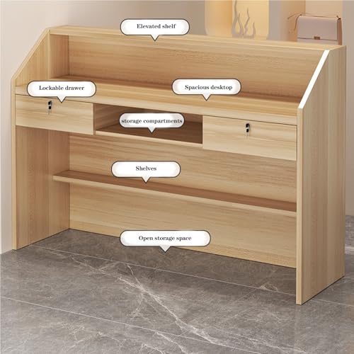 Warmer weißer 120cm Empfangs-Schreibtisch mit abschließbarer Schublade, stabile hölzerne Fronttheke für Büro-Salon, abgerundetes Kanten-Design, einfache Montage-moderner Business-Tisch