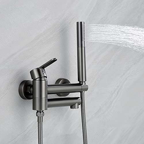 Ensemble de Douche Mural Gris et Robinet de Baignoire avec Douche à Main - 3