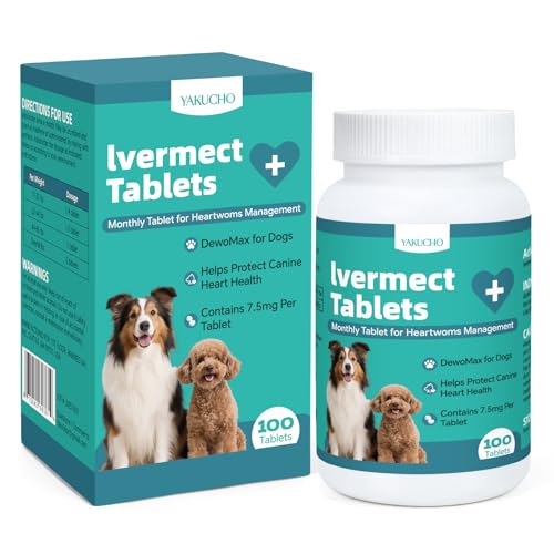 Yakucho Young Heart for Dogs, lvermect Tablets for Dog – Hawthorn Prevention for Dogs, Heart Health, Circulatory & Cardiovascular System – 7.5 mg