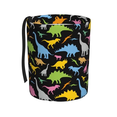 Image of Car Garbage Bag Colorful Dinosaurs Mini Car Trash Bin Portable Collapsible Waterproof Rubbish Bag for Car Accessories Back Front Seat Cup Holder