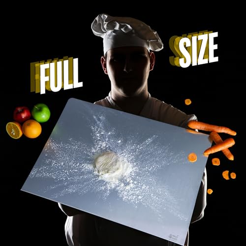 Image of Premium XL Stainless Steel Countertop Cutting Board 60x47cm with Anti-Slip mat | Extra Large Kitchen Top Rust-Free Metal Cutting Board | Vegetable Fruit Food Non-Veg Prep Chef Board | Chapati Rolling