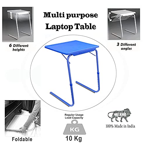 Image of Multipurpose Laptop Study Table Strong Top 6 Heights 3 Angles Portable Adjustable Foldable (Blue)
