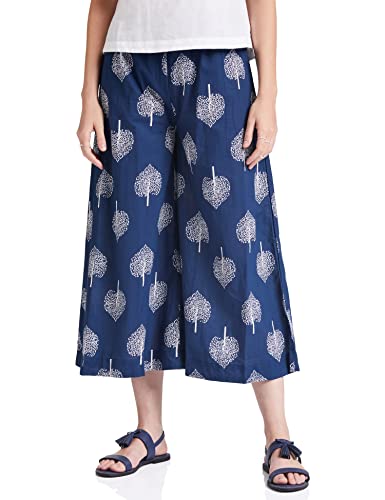 Amazon Brand - Myx Womens Cotton Relaxed Palazzos (Pag207_Navy Leaf_Medium) (B08KK8K163) Amazon Price History, Amazon Price Tracker