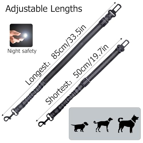 Zhtulck Anschnallgurt Hund Auto, Verstellbarer Elastischer Ruckdämpfung Hundeanschnaller für Alle Hunderassen, Katzen & Autotypen (50-85cm)