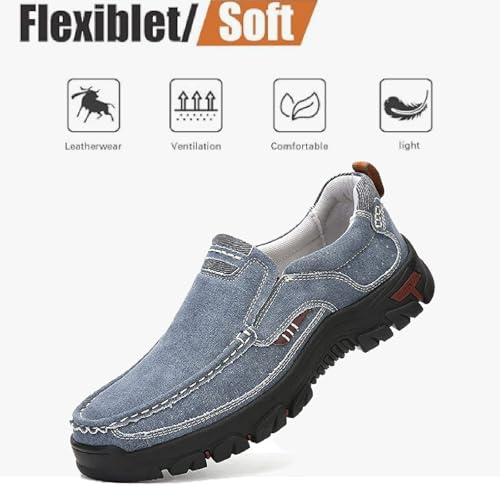 Men's Denim Cloth Platform Penny Loafers Comfor Round Toe Slip on Hands-Free Light Casual Sneakers Stylish Breathable Walking Deck Shoes3