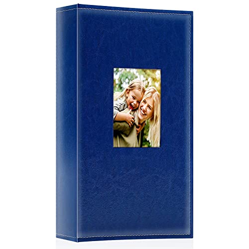Image of Ywlake Photo Album 4x6 300 Pockets, Leather Photo Albums Holds 300 Horizontal Only Pictures Blue