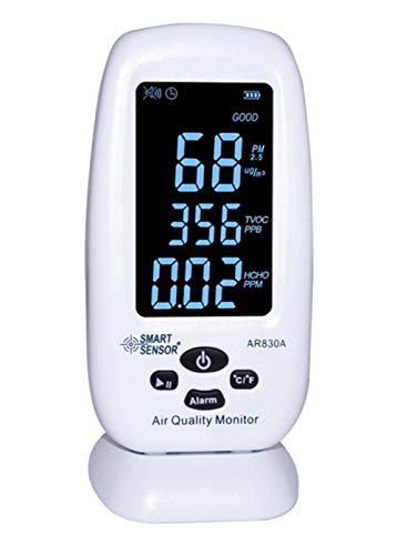 Desktop Air Quality Meter LCD Display Rechargeable Li-Battery Powered Digital Wallmount 6 in 1 PM2.5 HCHO TVOC Temperature Humidity AQI Monitor Tester