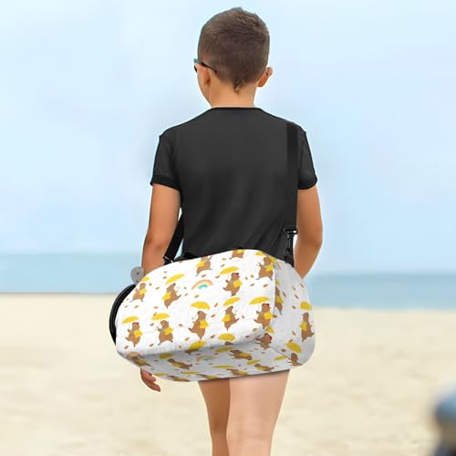 Duffle Bag for Boys or Girls with Shoes Compartment, Yellow Capybara Sports Travel Bag Overnight4
