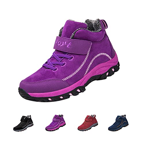 Keilinia Mens Womens Winter Warm Snow Boots,Comfy Lined Suede Hiking Ankle Booties Outdoor Anti-Slip Sneakers