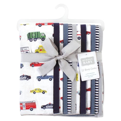 Image of Hudson Baby Unisex Baby Cotton Poly Flannel Burp Cloths Bundle, Going Places, One Size