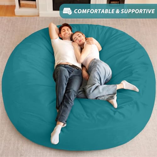 Image of HABUTWAY XX-Large Bean Bag Chair: Giant 7' Memory Foam Furniture Bean Bag Chairs for Adults with Microfiber Cover 7Ft（Sea Blue）