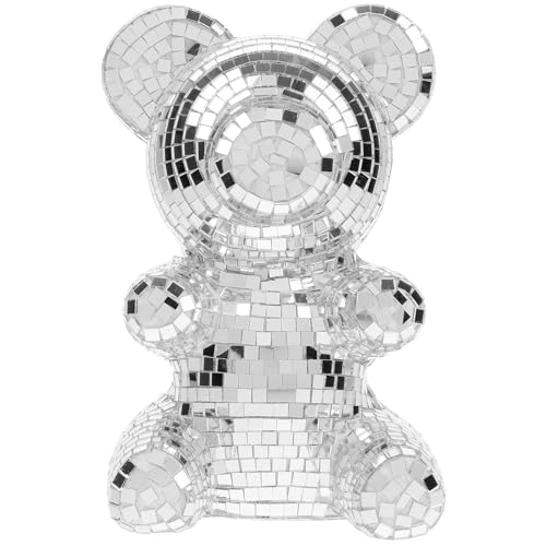 Ours boule disco en verre argenté decoration miroir fete