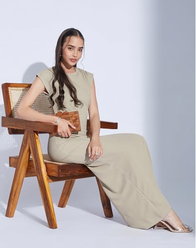 Image of SIRIL Western Dress | Polyester Solid Dress for Women | Bodycon Dress for Women