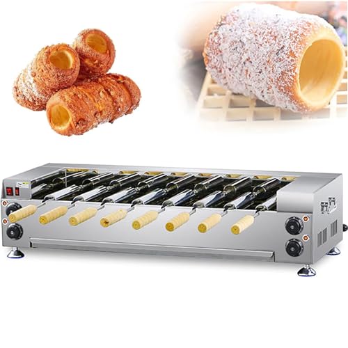 QYOEGSQ Horno de Chimenea Comercial con 8 Rodillos, máquina eléctrica for Hacer Conos de Helado de 6000 W, Parrilla for panecillos, Ideal for restaurantes, cocinas, Bares y cafeterías.(Mechanical)