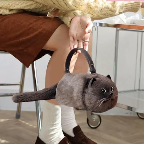 Cute Plush Cat Bag - Plush Cat Shoulder Bag | Handmade Realistic Cat Plush Bag | Puffy 3D Eyes Cat Shoulder Bag | Handmade Realistic Cat Bag | Cat Shaped Bag For Women4