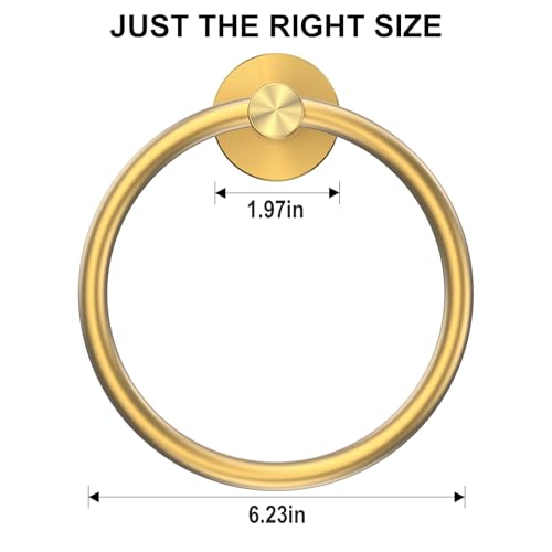 Image of SetSail Towel Holder for Bathroom Wall Gold Towel Ring Stainless Steel Hand Towel Holder for Bathroom, Kitchen Drill Hole, 2 Packs
