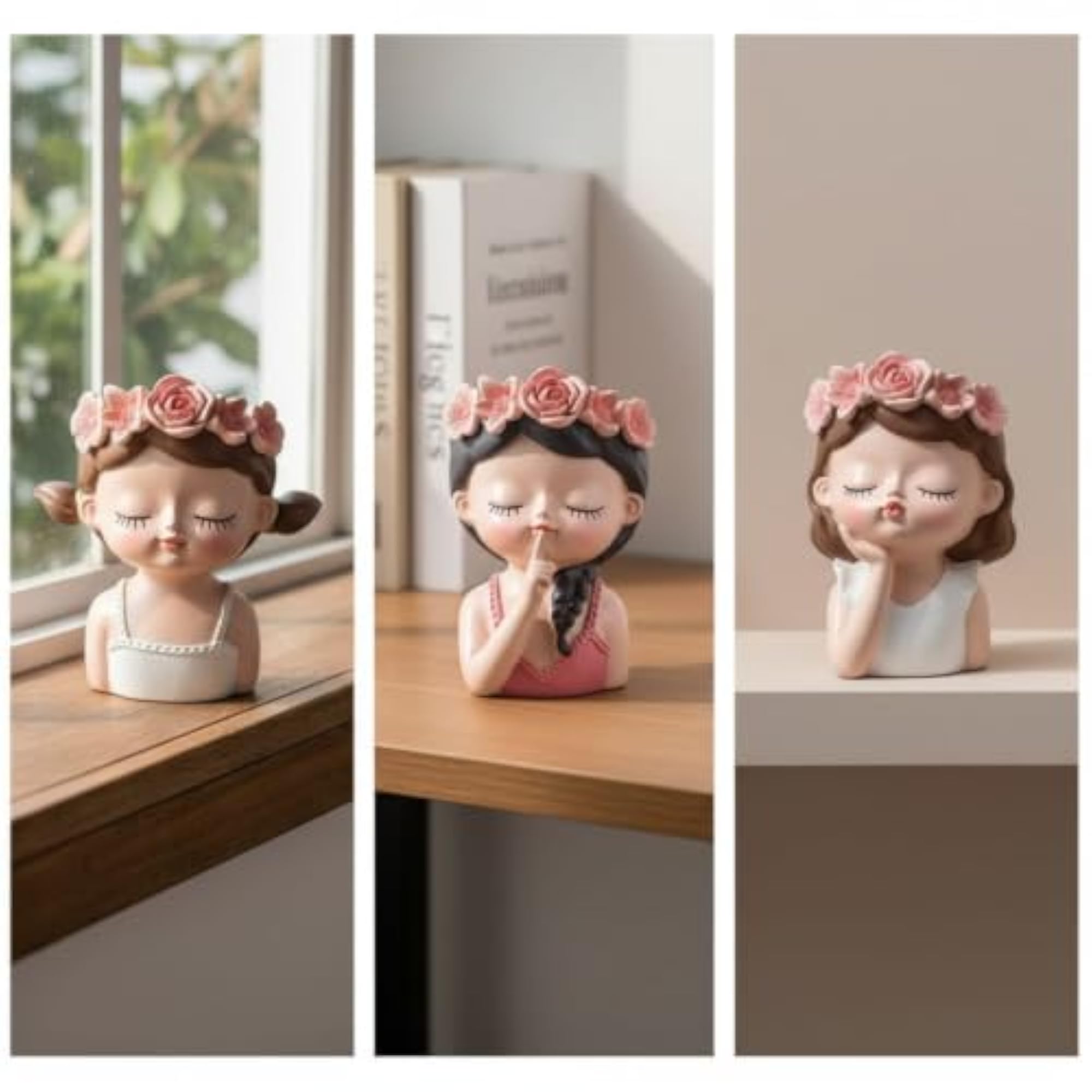 Decorative Female Bust Holder Hand-Painted Resin Bust