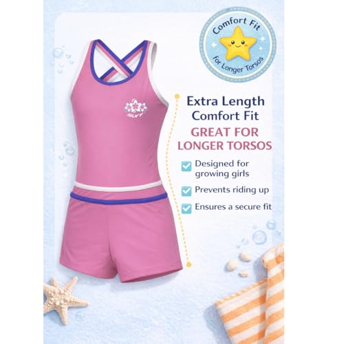 Bañador para niña rosa fucsia de tejido resistente y costuras suaves 4