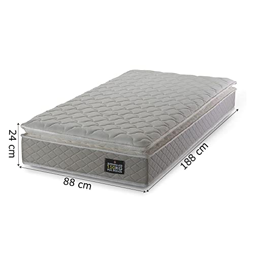 Cama Box Solteiro Colchão D45 com Pillow Top Hellen Strong 88x188x62cm Bege - Suporta até 150kg por