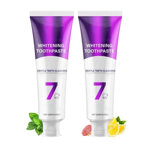 Dentifricio intensivo 7-Pro, dentifricio sbiancante intenso 7PRO, rimuove le macchie gialle quotidianamente, ripara e rinfresca l'alito in modo sostenibile. 2 pezzi