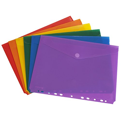 Grafoplás 04871099 － Surtido de sobres de plastico A4 para archivar － 6 unidades de colores variados