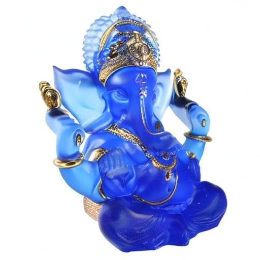 Figura Decorativa Estatua de Ganesha en Resina Azul 5.6''H miniatura 7
