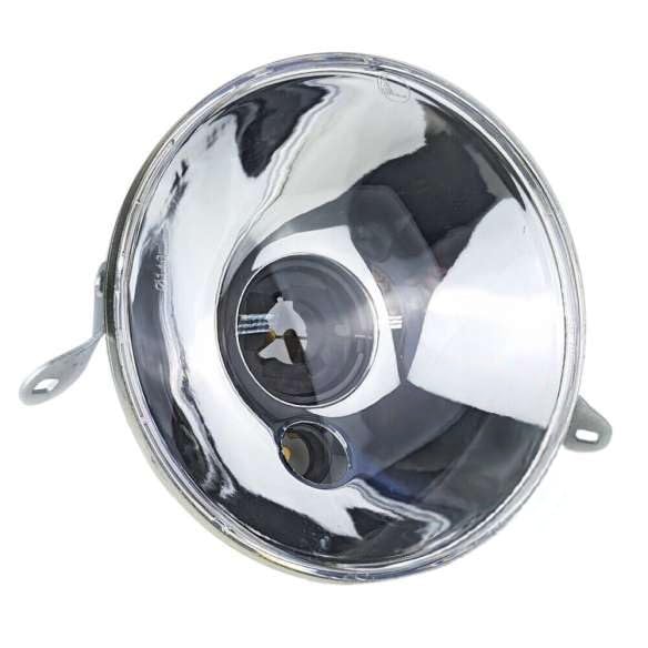 SPEDIZIONE ESPRESSA Borrozzino Moto Fanale Anteriore Faro Compatibile con Vespa PX PE 125-150-200 Liscio Orig. Siem in Vetro Completo