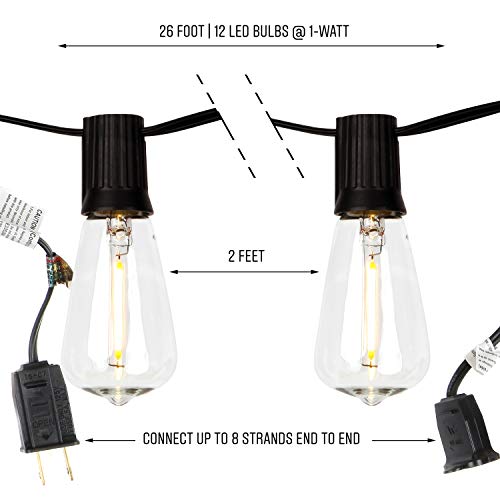 Brightech Ambience Pro Teardrop String Lights - Waterproof Led Outdoor String Lights - Hanging Dimmable 1W Led Bulbs - 26 Ft Commercial Grade Patio Backyard Gazebo #TOP1