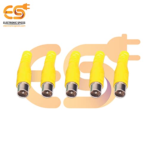 Image of Electronic Spices Yellow color RCA Male plugs solder audio connectors Electronic Cables pack of 5pcs