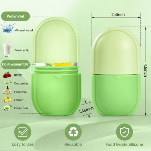 Image of Ice Roller for Face and Eye - Upgraded Facial Beauty Roller, Skin Care Tool, Gua Sha Massage, Silicone Mold for Beauty (Green)