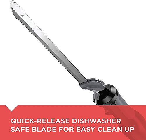 Black+Decker Comfort Grip Electric Knife with 7-Inch Stainles Steel Blades & Safety Lock Button, Ideal for Carving, Slicing & Cutting Meats, Turkey Bread & Craft Foam, Dishwasher Safe - image 8