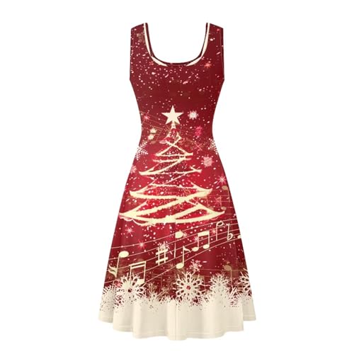 Image of TOADDITDO Women's Sleeveless O Neck Beach A-Line Party Coctail Tank Dresses Flared Sundress