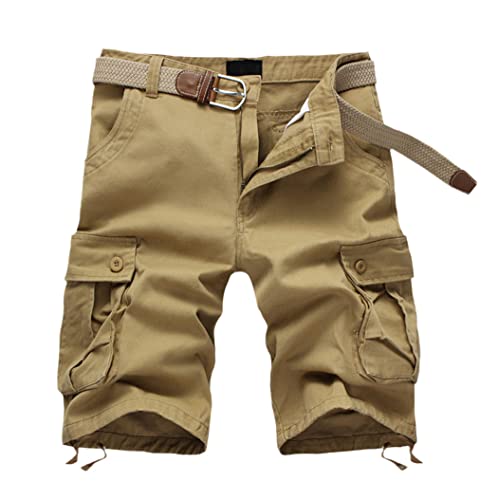 Short cargo militaire homme coton kaki bermuda été léger FULBHPRINT