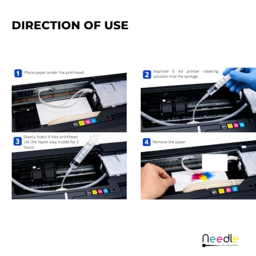 Image of Needle Printer Head Cleaner Solution 100ML with Cleaning Kit | Universal Inkjet Print Head Cleaning Fluid | for Ink Tank and Thermal | Compatible with Epson, Canon, HP & Brother Printers