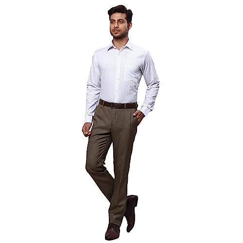 Image of Raymond Men's Pure Cotton Print Pattern Slim Fit Semi Cutaway Collar Full Sleeve Formal Shirt