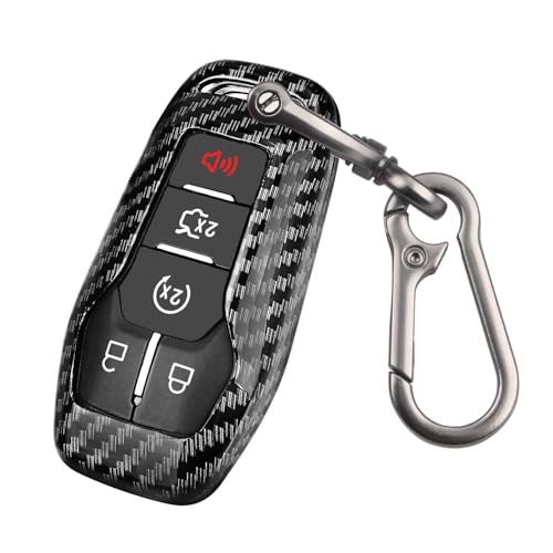 QBUC for Ford Key fob Cover,Carbon Fiber Car Key Case Protector with Keychain Compatible with with Ford Fusion F-150 Edge Explorer Mustang Lincoln MKZ MKC 4/5 Buttons Smart Key