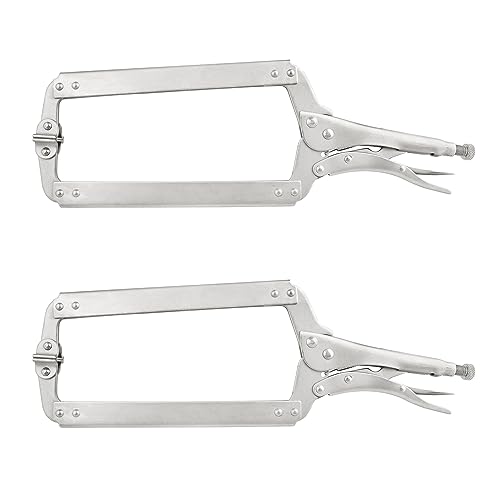 Genhakon 2 Pack 18 Inch C Clamp Locking Pliers,Locking C Clamp, Adjustable Nickel Plated C Pliers For Wood Working cover