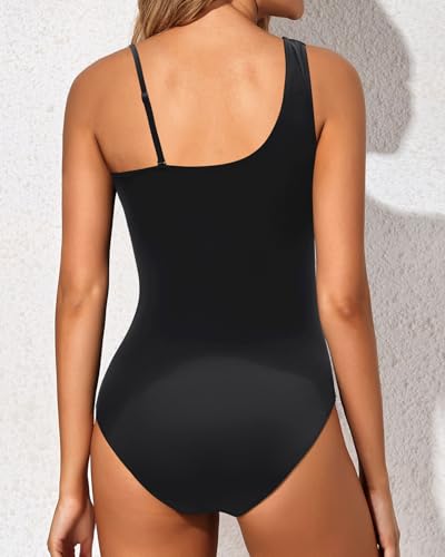 Tempt Me Women One Piece Swimsuits Tummy Control One Shoulder Bathing Suits Ruched Asymmetric Swimwear2