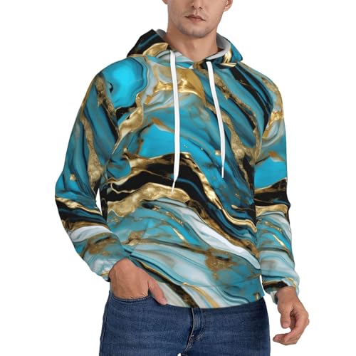 Sweat à capuche chaud pour homme imprimé marbré isolant thermique et doux