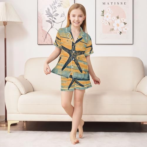 senya Pajama Sets Silky Button Down Nightwear Sleepwear Size 5-14 Years Starfish Board3