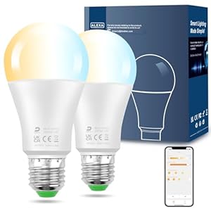 DUSKTEC Alexa Light Bulb E27, Smart LED Bulbs, Warm White and Cool White, 12 W, 1300 lm, Dimmable with App Control, Bluetooth Bulb, Intelligent LED Lamp, Bright Light Bulb Bulbs, Pack of 2