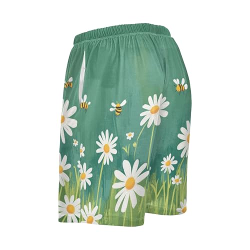 Flying Bee Field Green Pajama Shorts for Men Lounge Pants Sleep Lounge Pant Mens Pajama Shorts with Pockets, S-XXL3