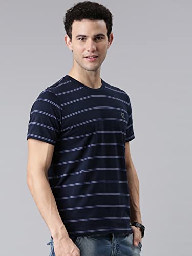 Image of F A S O Men's T-Shirt - Super Soft Combed Cotton Rich Fabric Sporty Striped Design Customized Comfort Fit