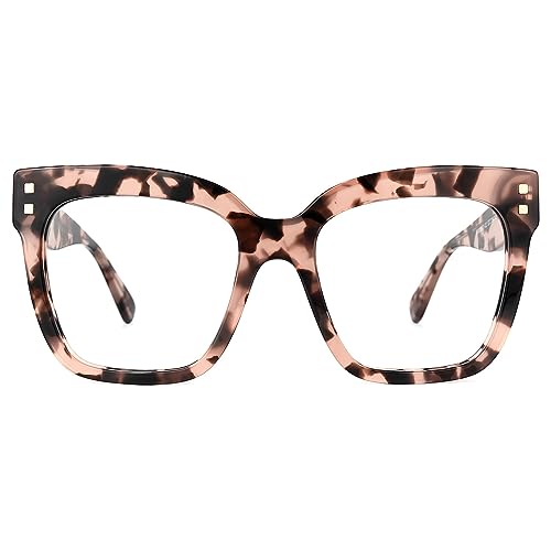 Image of Zeelool Cat Eye Eyeglasses Frame for Women Men Non-prescription Clear Lens ZWA953631-02 Pink-Tortoise