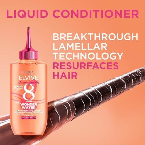 L'Oréal Paris Wonder Water, Liquid Hair Conditioner by Elvive Dream Lengths, 8 Second Hair Treatment for Long Damaged Hair with Lamellar Technology, 200 ml - Image 4