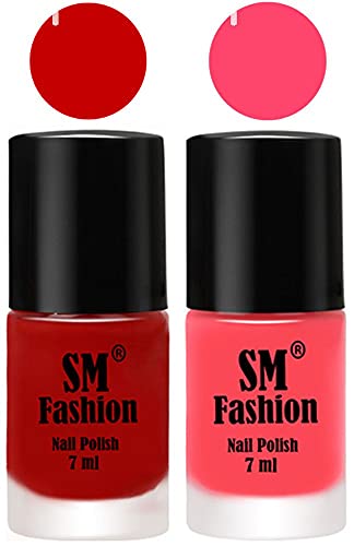 Image of Long Lasting Nail Polish | Nail Paint Combo 7 ml Each) - Set of 2 Orange-Pink