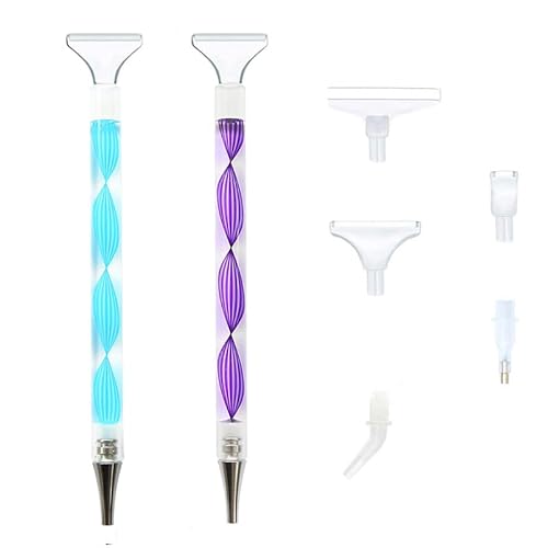 LONSVTTU 2 Stück Diamond Painting Stift,Diamond Painting Pen Kits,mit 2 Stück Stift 12 Austauschbaren Bohrern Kunstharz Stift für Malerei Handwerk DIY Nagelkunst Cover